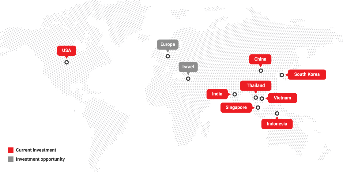 Map of current investments and investment opportunities